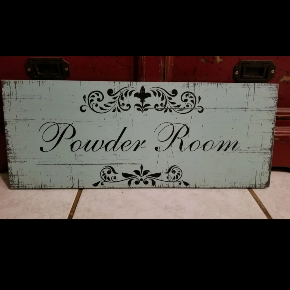 Fleur de Lis Powder Room Wood Sign